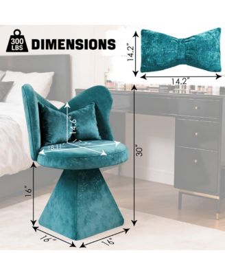 Accent Chair with Butterfly Back, 360° Swivel Vanity Chair, Chenille Cushions Makeup Chair with Sturdy Pyramid Base for Living Room