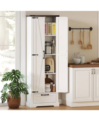 71" Kitchen Pantry, Farmhouse Storage Cabinet with Barn Doors