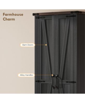 71" Kitchen Pantry, Farmhouse Storage Cabinet with Barn Doors