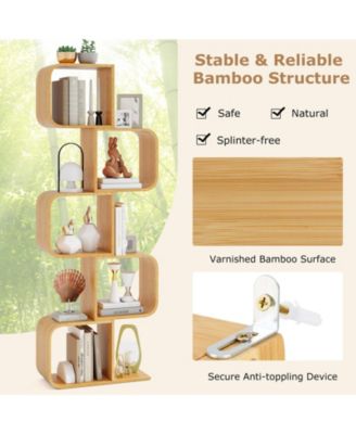 5-Tier S-Shaped Bookcase with 5 Open Cubes for Living Room