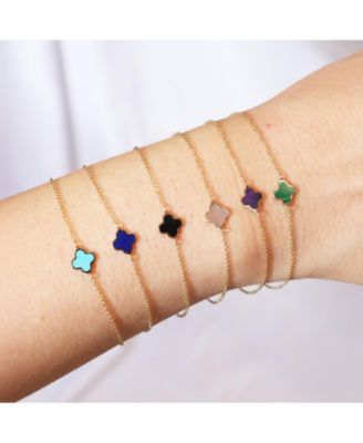 Mini Turquoise Single Clover Bracelet 14K Gold