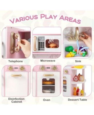 Wooden Kitchen Playset with Ice Maker and Sounds for Ages 3+