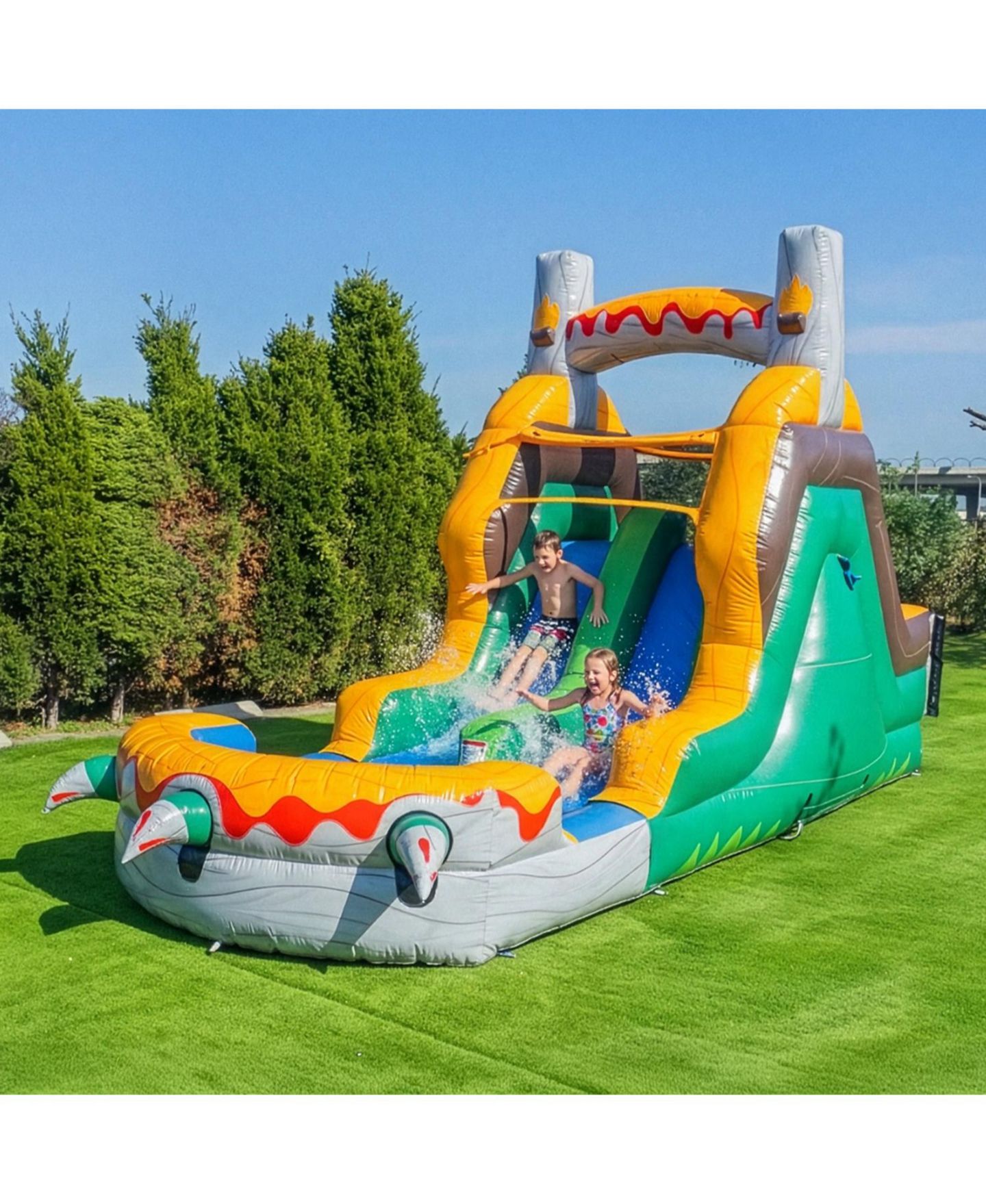 Детская игрушка HeroKiddo T-Rex Adventure 12 Tall Dual Lane Backload Inflatable Water Slide with Attached Pool, Dinosaur Theme, for Kids and Adults, Commercial Grade — фото 4