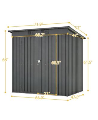 6' x 4' Outdoor Metal Storage Shed with Hinged Door, Lock and Ventilation