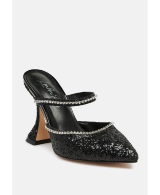 Iris Glitter Diamante Embellished Spool Heel Sandals