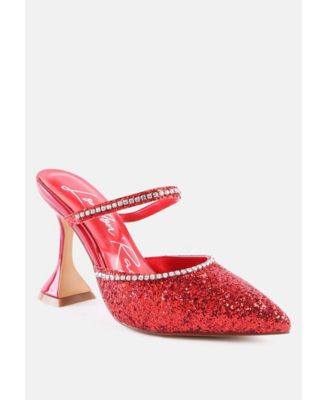 Iris Glitter Diamante Embellished Spool Heel Sandals