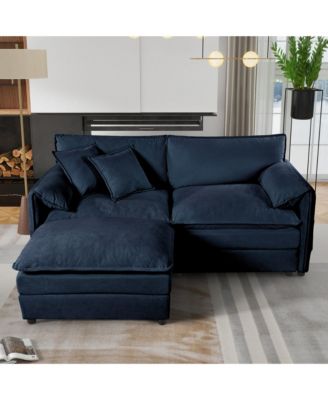 Deep Seat Sectional Sofa Cloud Couch with Ottoman, Modern Chenille Comfy Love Seat Upholstered Modular L Shaped Couch,DIY Combination