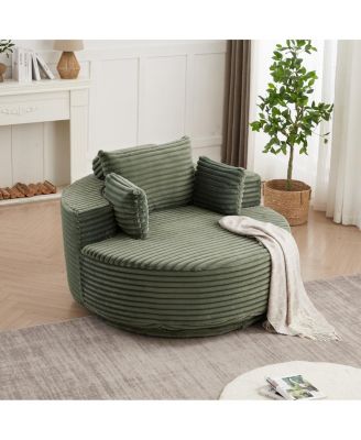 Streamdale 55"L Corduroy Foam Single Swivel Chair, Fluffy Modern Sleeper, 360 Degree Swivel
