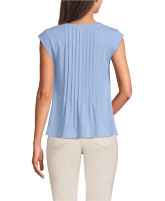 Women's Cap Sleeve Lightweight Jersey Pintuck Swing Top