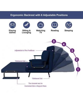 Corduroy Convertible Loveseat Sofa Bed with 5-Position Adjustable Backrest and Pillow, Modern Folding Couch for Living Room, Bedroom