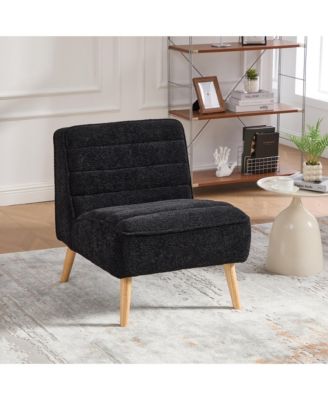 Modern Armless Accent Chair with Metal Legs, Velvet Upholstered Small Chair for Living Room, Bedroom and Office