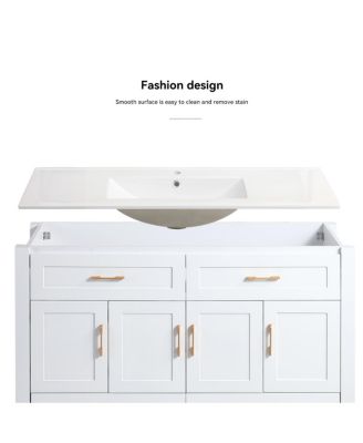 48" Transitional Bathroom Vanity with Ceramic Sink, Soft Close Doors,  MDF Cabinet, Elegant Storage Space for Modern Homes