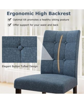 Tufted Armless Dining Chairs Set of Two with Wood Legs