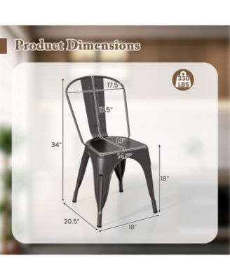 Metal Dining Chairs Set of Four with Removable Backrest