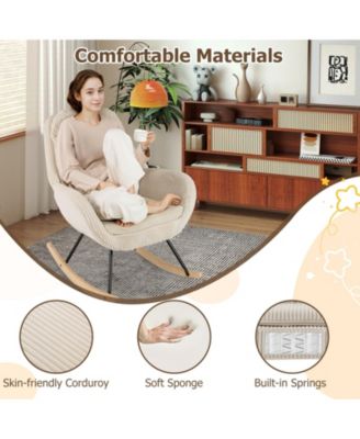 Upholstered Nursery Rocking Chair with Padded Seat and Back