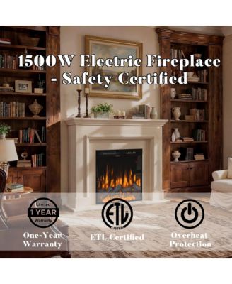 23.6 Inch Embedded Electric Fireplace crystal | 12 color flame | 5 brightness levels | high and low heat+constant temperature