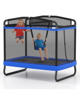 6 FT Kids Trampoline w/Swing and Horizontal Bar Safety Enclosure Net