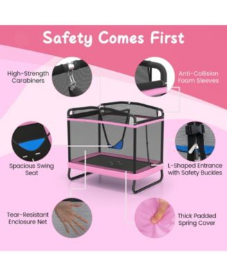 6 FT Kids Trampoline w/Swing and Horizontal Bar Safety Enclosure Net