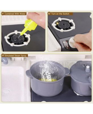 52-Piece Kitchen Playset with Realistic Water Spray and Light-Up Sound Stove