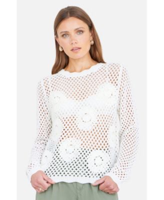 Women's Flower Crochet Jumper