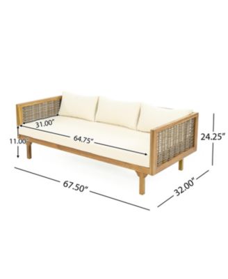 Weather Resistant Wicker Patio Conversation Set with Acacia Wood Coffee Table Water Resistant Thick Beige Cushions for Garden Patio Deck