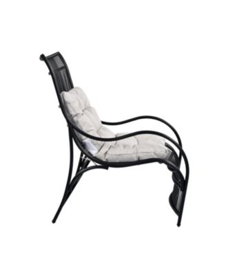 3 Piece Wicker Outdoor Patio Furniture Set with Lounge Chair Ottoman Side Table Cushions for Garden Deck Porch