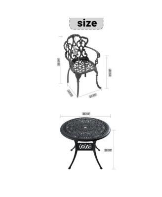 Bistro Table Set, 3-Piece Cast Aluminum Outdoor Furniture Set