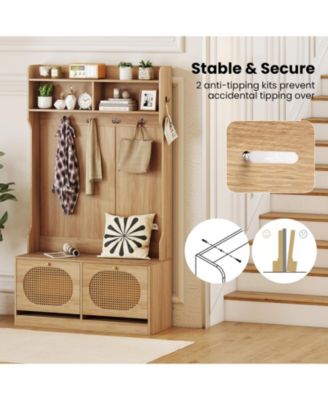 Four in One Hall Tree with Coat Rack and Storage Drawers