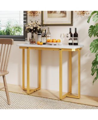 Modern Entryway Console Table with Marble Top and Metal Frame