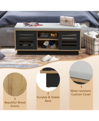 Shoe Bench with Storage Compartments and Adjustable Shelves