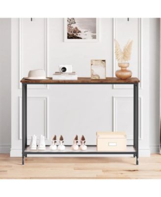 2-Tier Industrial Console Table with Shelves, Narrow Sofa Table for Entryway, Foyer, Bedroom, Living Room, Retro, 41.3"x11.8"x31.8