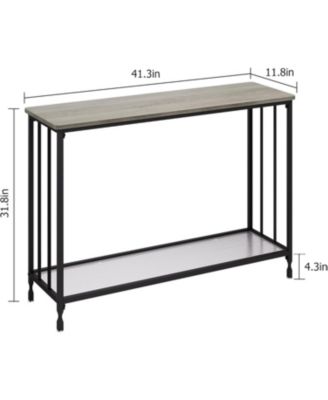 Industrial Console Table, Behind Couch Table with Glass Shelf, Narrow Metal Frame Hallway Table, Entryway, Living, Bedroom