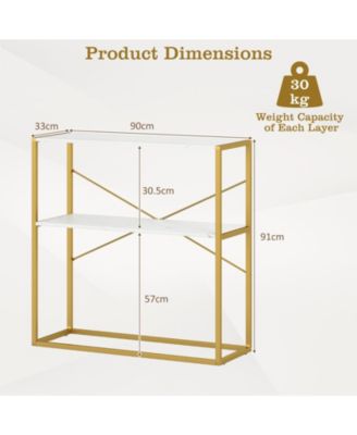Two Tier Entryway Console Table with Wood Shelves and Frame