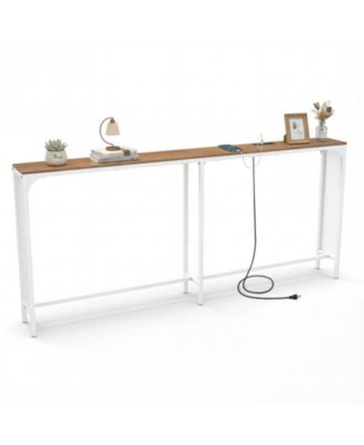 SUGIFT Narrow Console Table with Built In Power Outlet for Small Spaces ...