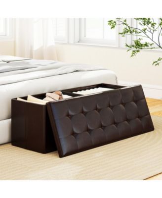 Folding Storage Ottoman Bench for End of Bed Seating