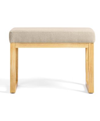 Upholstered Wooden Ottoman Bench, Shoe Changing Bench, Rustic Entryway Shoe Bench for Bedroom, Living Room, Entryway