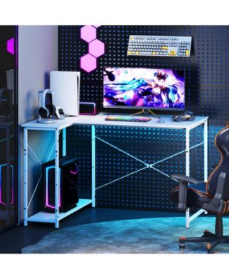 47 in Reversible L Shaped Corner Desk with Adjustable Shelves