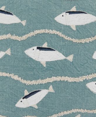 Embroidered Fish Decorative Pillow, 18" x 18"