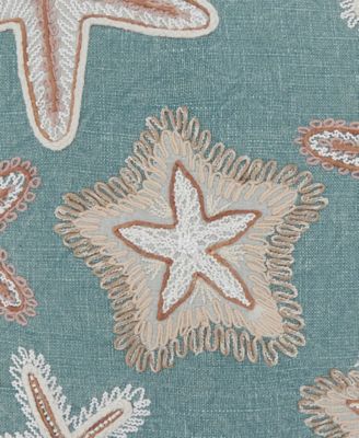 Embroidered Starfish Fringe Decorative Pillow, 18" x 18"
