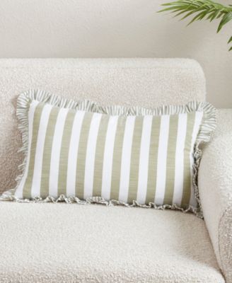 Striped Ruffle Edge Decorative Pillow, 12" x 20"