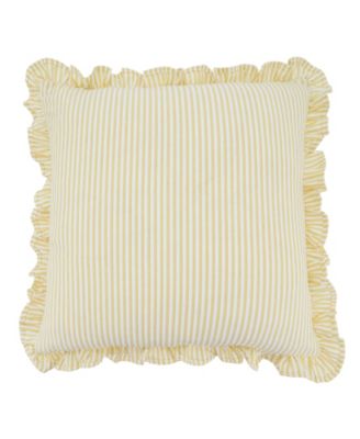 Striped Ruffle Edge Decorative Pillow, 18" x 18"
