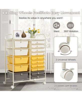 Fifteen Drawer Utility Rolling Storage Cart for Multi Use
