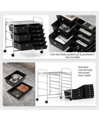 Nine Drawer Rolling Storage Cart with Metal Frame Organizer