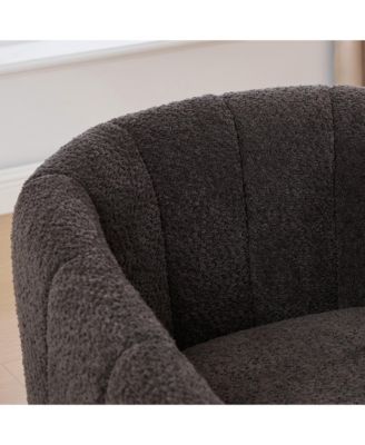 31.89" Modern Chenille Swivel Barrel Chair with Metal Base, Tufted Pumpkin-Shape Club Armchair for Living Room, Bedroom