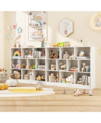 41 inches Wooden Toy Storage Organizer with 10 Cubes for Classroom Daycare Nursery Kindergarten