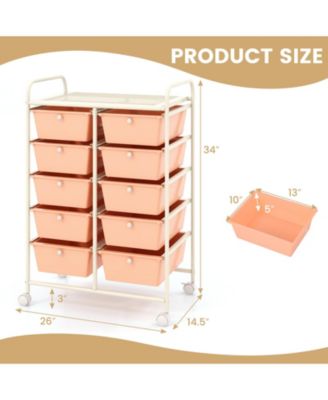 Ten Drawer Rolling Storage Cart Organizer for Home and Office