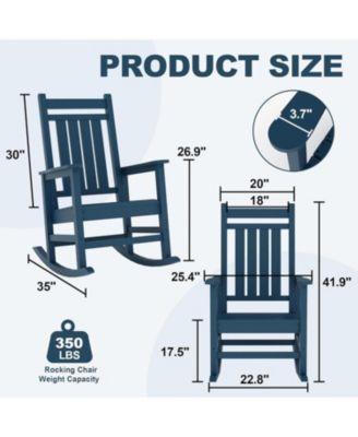 All-Weather Outdoor Rocker with High Back and Wide Seat, 350 lb Capacity, Stainless Steel Hardware, 80% Pre-Assembled