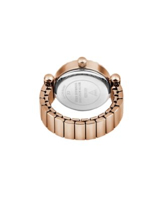 Women's Glitz Rose Gold-Tone Stainless Steel Analog Ring Watch, 18mm
