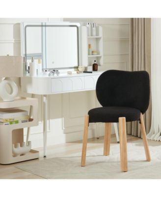 1Piece Heart-Back Teddy Vanity Chair, Armless Small-Space Seating, 300 lb Capacity, Fits Under 24" Desks
