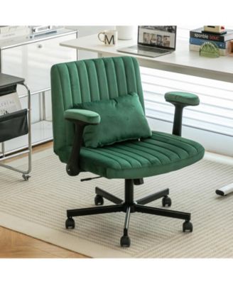 Velvet Criss Cross Armrest Office Chair with Wheels, Comfortable for Home Office, Reading and Vanity